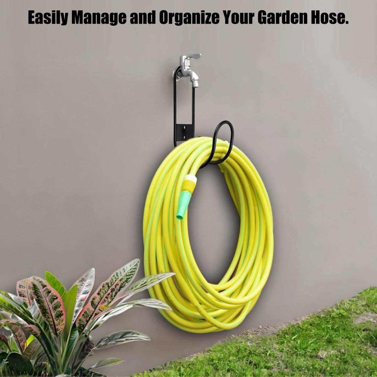 JAWULIJA hose holder closeup showing durable metal construction for outdoor use