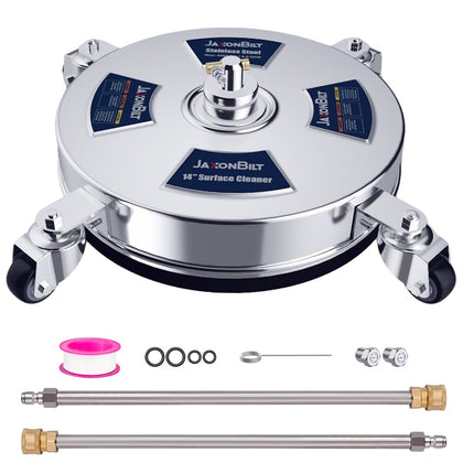 JaxonBilt 14-Inch surface cleaner with wheels for fast driveway and patio cleaning.