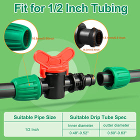 JAYEE 1/2in drip tubing valve connection close-up demonstrates leak-proof grip