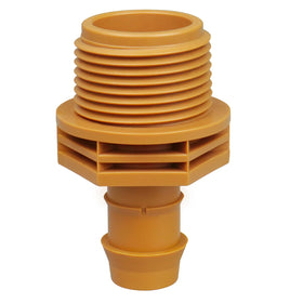 JAYEE 3/4in MPT to 1/2in barb adapter closeup shows leak-proof drip connections