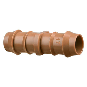 JAYEE 50-pack barbed coupling close-up for 17mm tubing, ideal for secure irrigation connections.