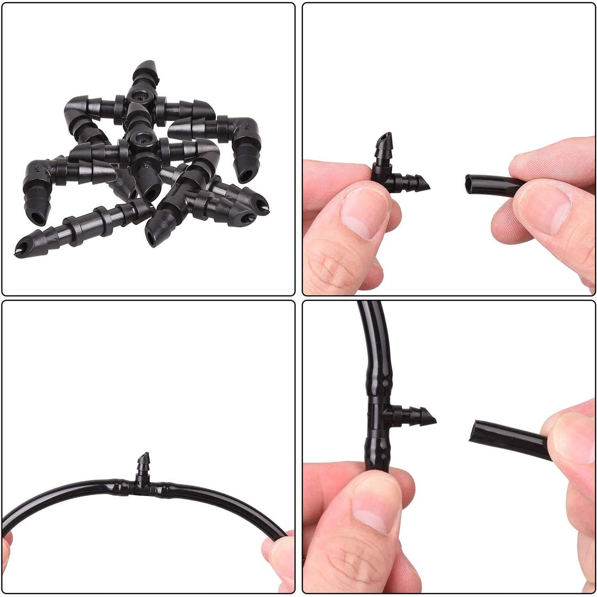 JAYEE barbed tee connector close-up showing durable plastic