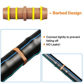 JAYEE barbed tubing connector image showing easy push-fit installation.