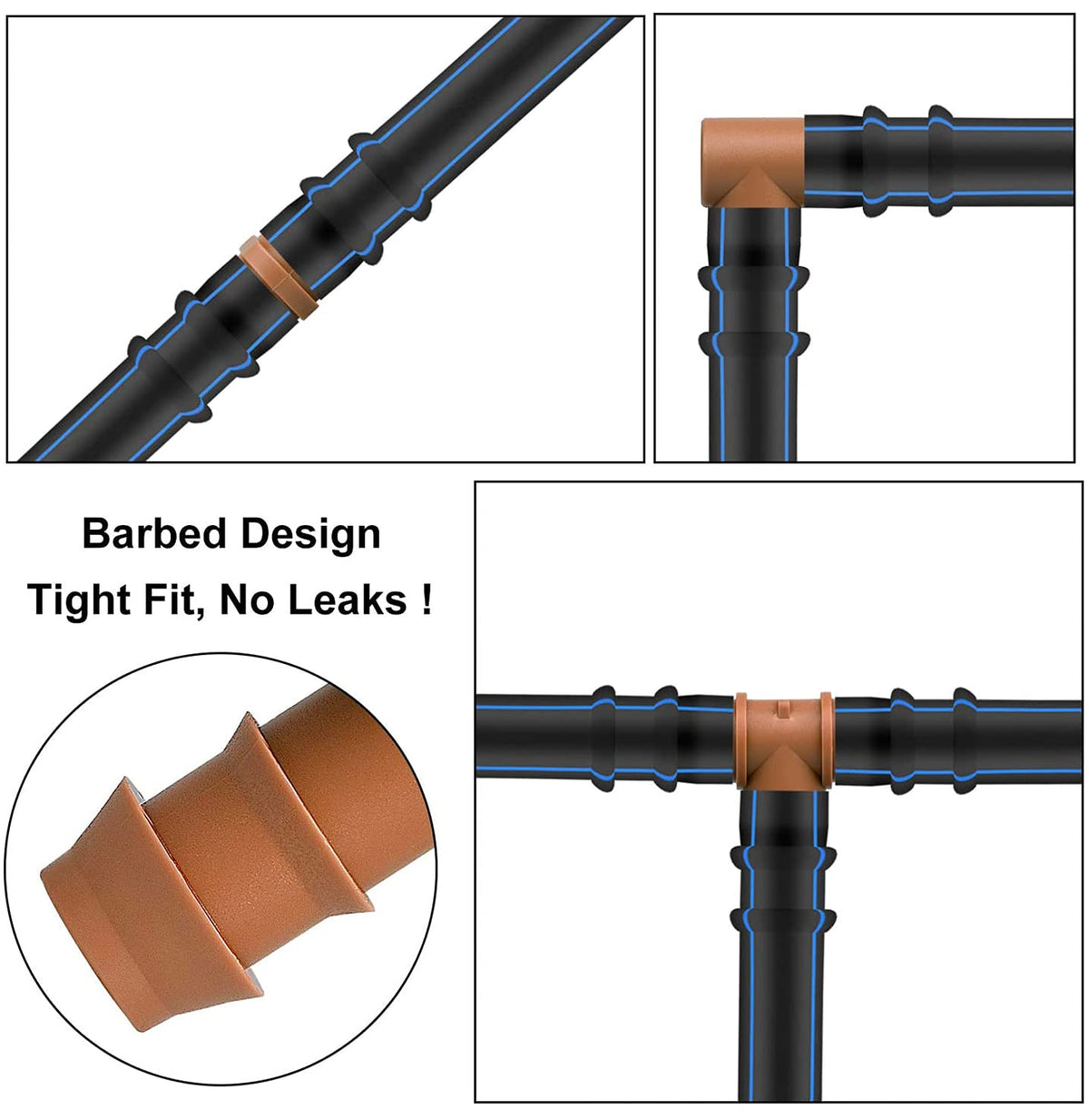 JAYEE irrigation fittings close-up highlighting durable plastic construction.