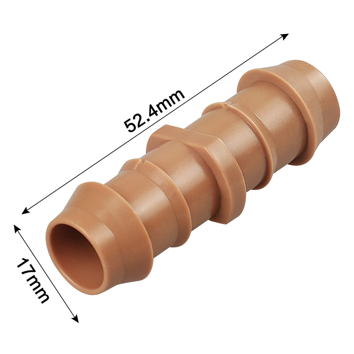 JAYEE half-inch drip hose coupling close-up for durable, leak-resistant fittings.
