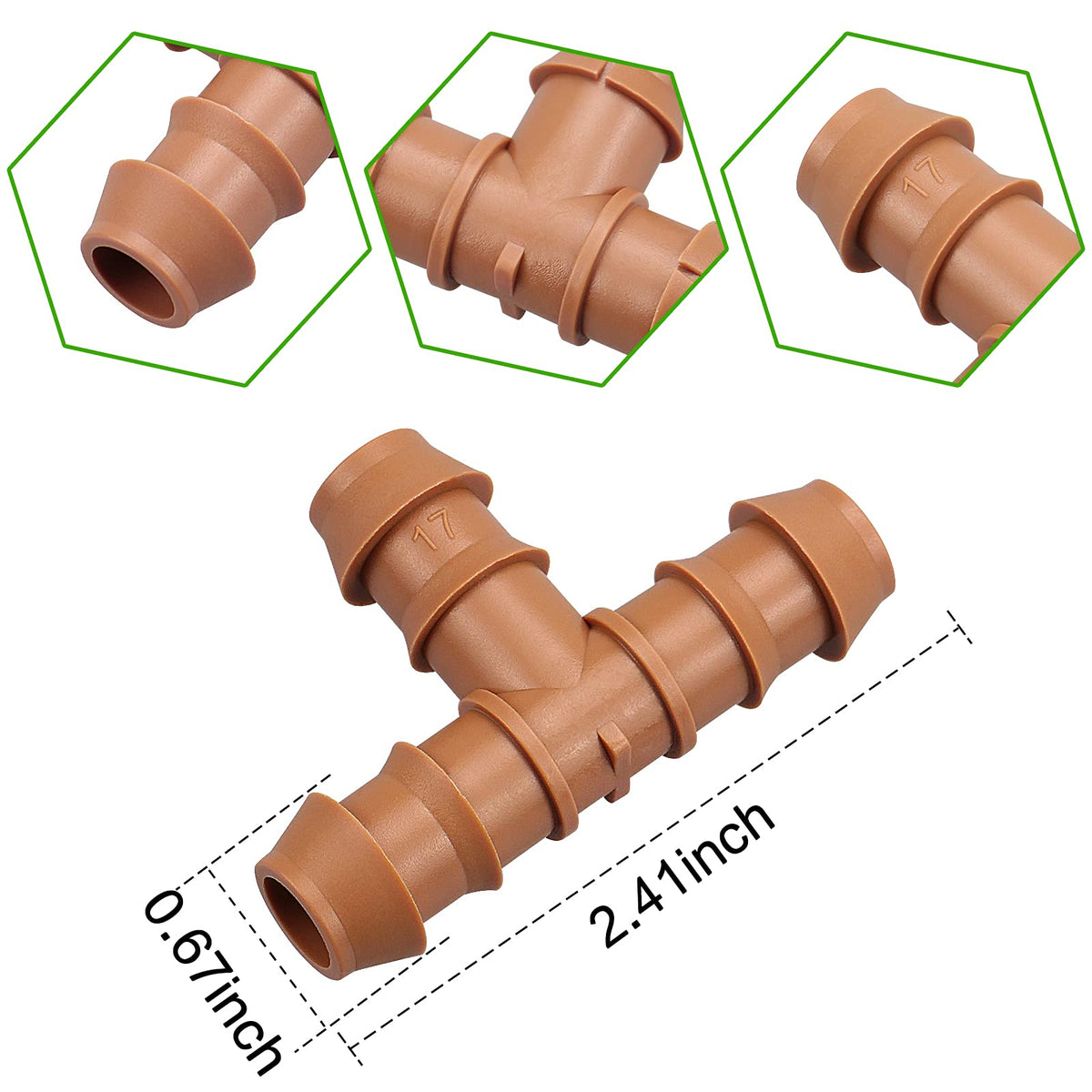 JAYEE 1/2-inch tubing close-up shows easy, tool-free install.