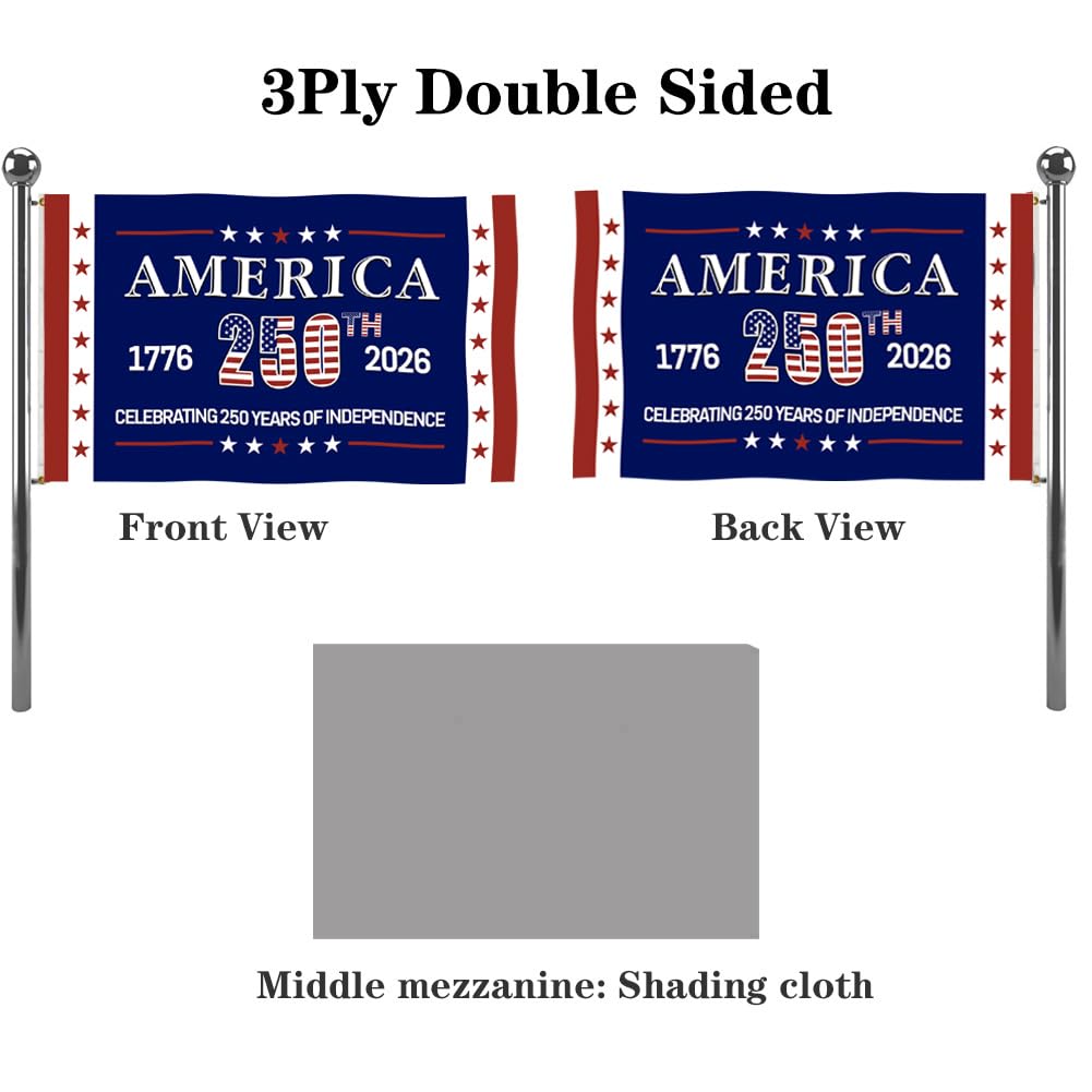 Jayus 250th anniversary flag 4x6 double-sided print with bold graphics.