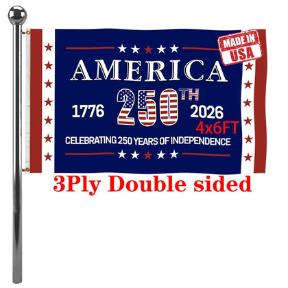 Jayus 250th anniversary flag 4x6 front view in vivid colors for outdoor display.
