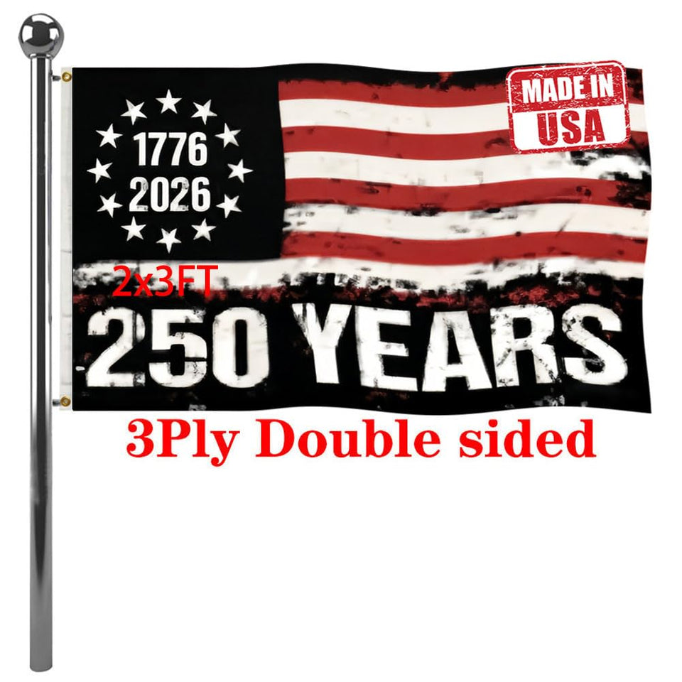 Jayus 250th anniversary flag front view with vivid outdoor colors