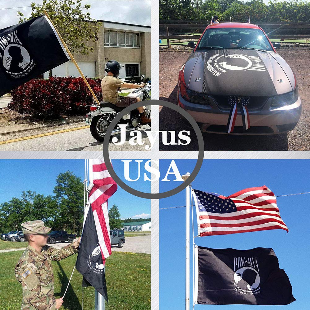 Jayus 340D heavy-duty nylon POW MIA flag resists wear in sun and rain