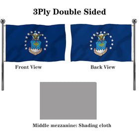 Jayus Blue US Air Force flag 3x5 back view with durable double-sided printing for all-weather use