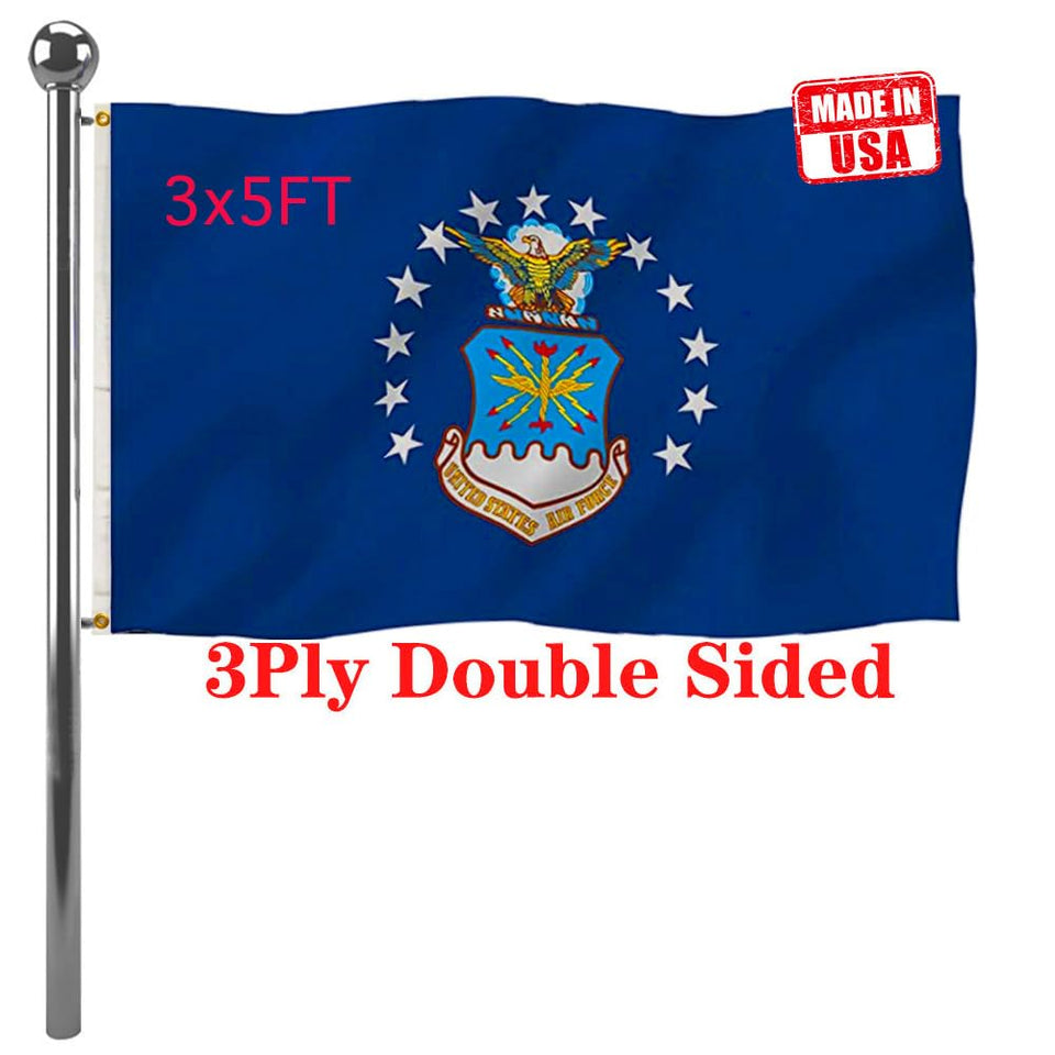 Jayus Blue US Air Force flag 3x5 front view showing vivid colors for outdoor display