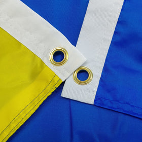 Jayus flag with brass grommets ready for pole mounting indoors or outdoors