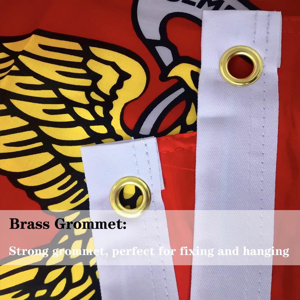 Two brass grommets simplify mounting on poles and walls