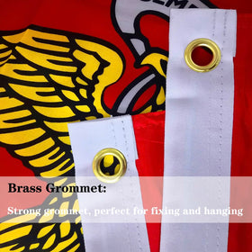 Two brass grommets simplify mounting on poles and walls
