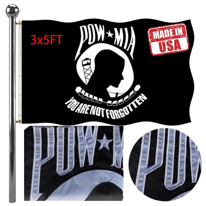 Jayus embroidered POW MIA flag 3x5 outdoor for durable visibility