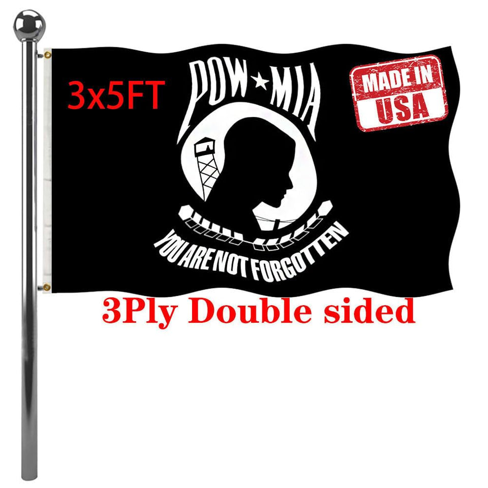 Jayus POW Mia flag front view, durable outdoor memorial display.