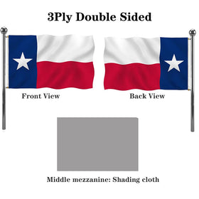 Jayus Texas flag back view shows bold double-sided colors for windows.