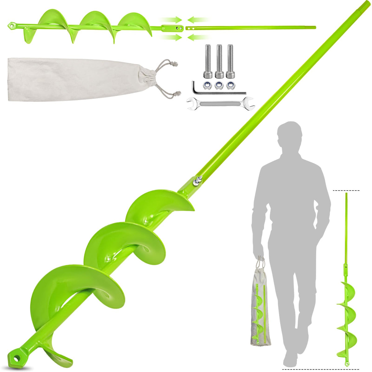 Jayzod detachable garden auger assembly enables quick, portable setup.