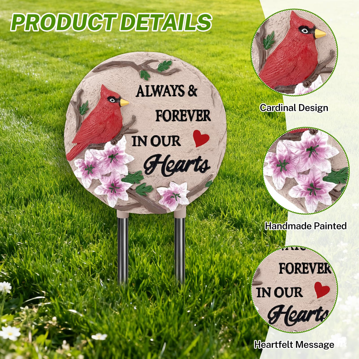 Jazcimdo Gravesite Marker with removable poles for secure placement.
