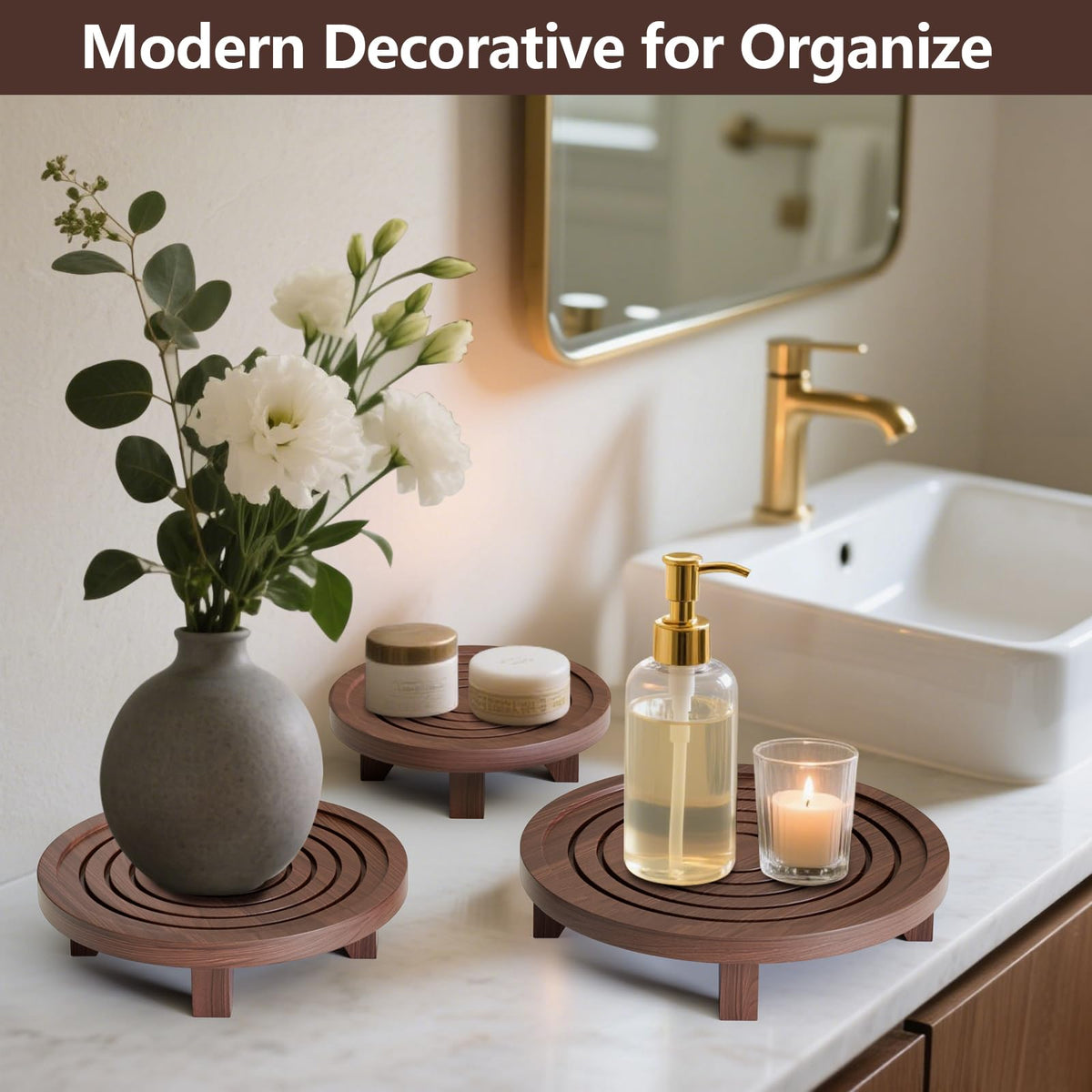 JAZUIHA concentric-ring detail adds rustic modern charm to room