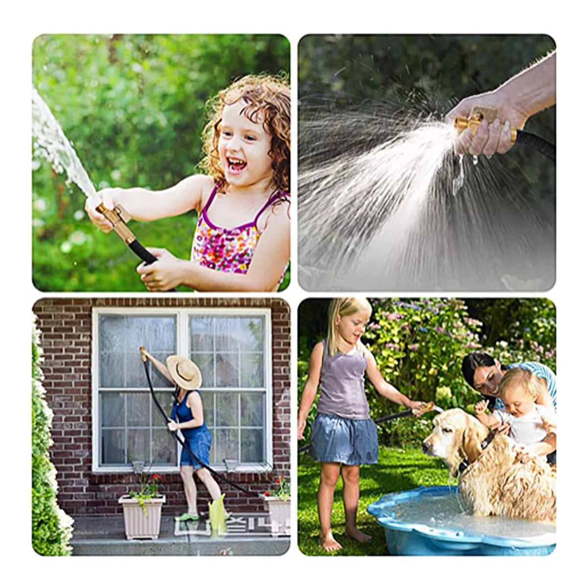 J&B XpandaHose 75ft in-use garden watering demonstration.