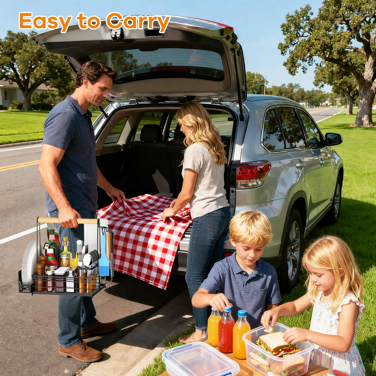 JBBTOOL Grill Caddy adjustable dividers for bulky bottles and accessories