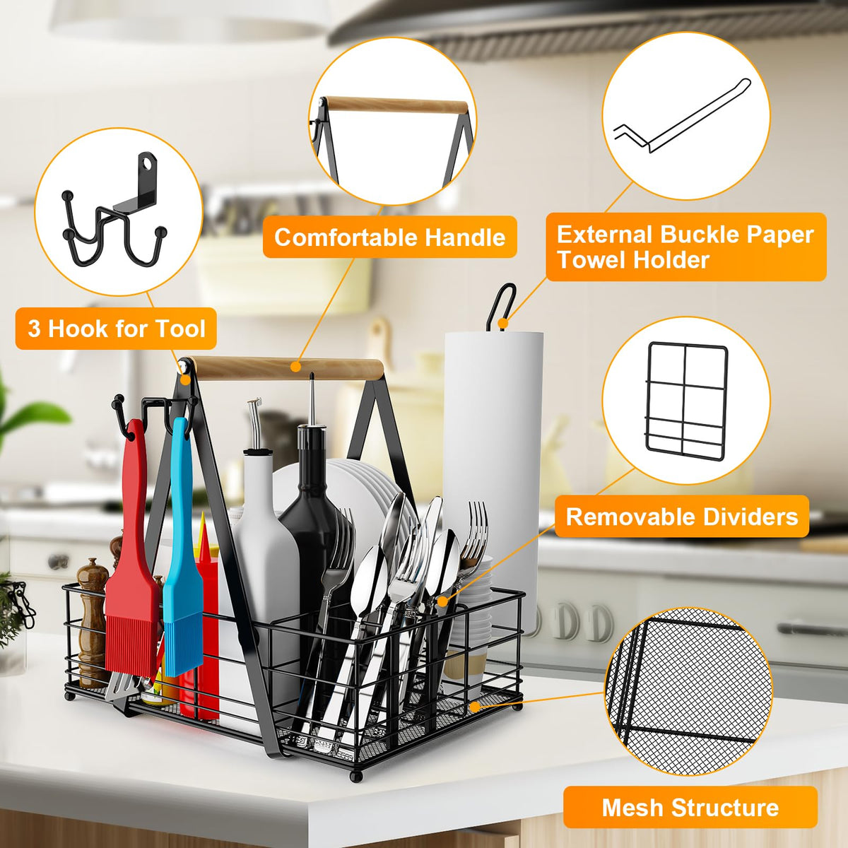 JBBTOOL Grill Caddy side paper towel holder enables fast cleanup