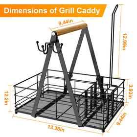 JBBTOOL Grill Caddy six compartments and hooks keep food and tools organized