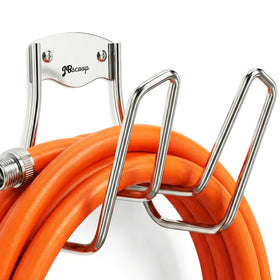 JBscoop garden hose holder on wall mount keeps hoses tidy and accessible