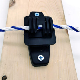 JBT black wood-post insulators with smooth-face claw design.