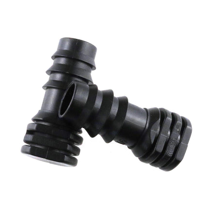 JCBIZ end plugs on half-inch tubing with barbed design for a secure drip connection