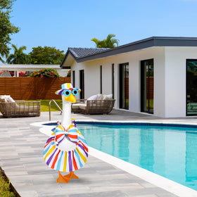 JcHrmers beach party goose decor for festive outdoor gatherings.