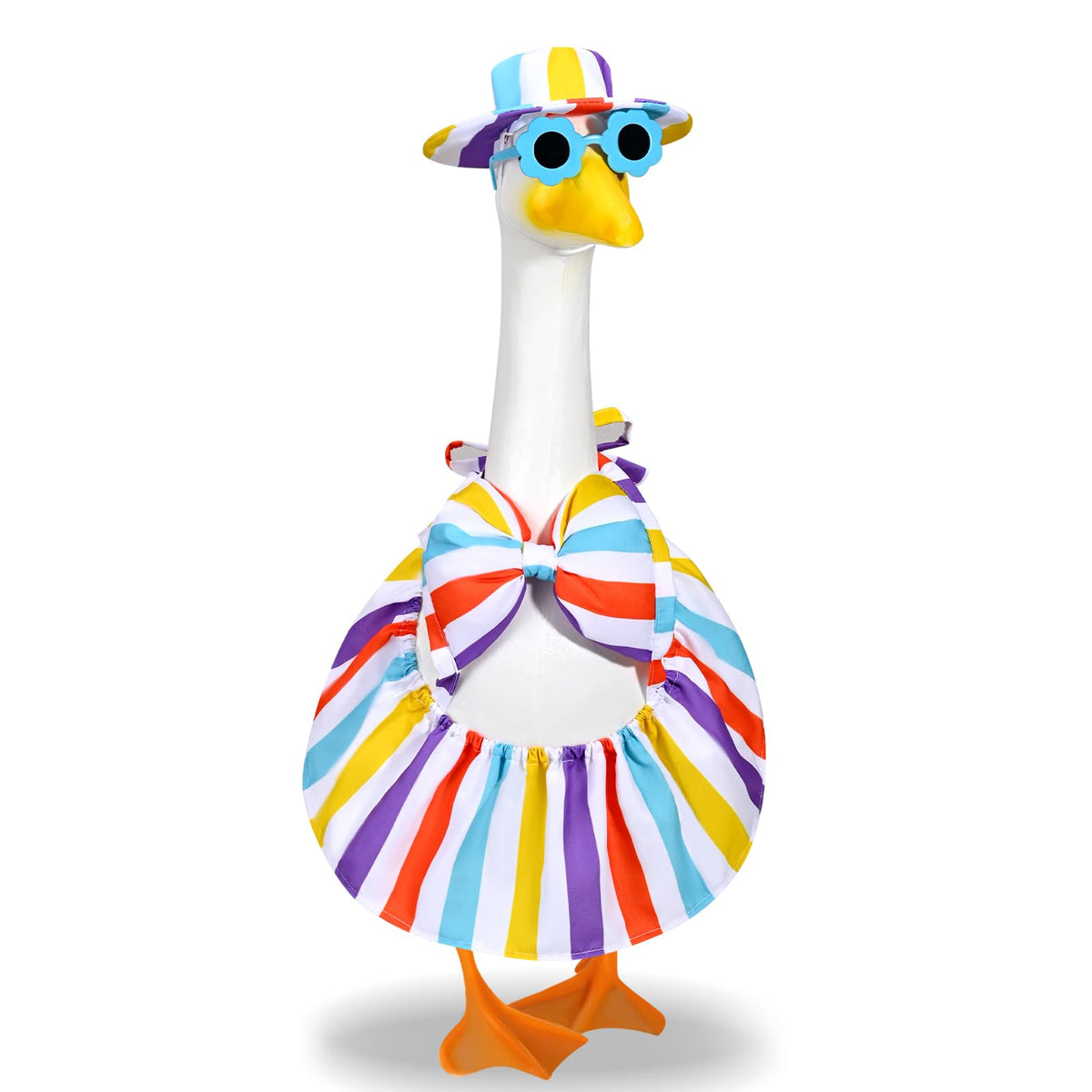 JcHrmers bikini goose outfit on a 23-inch goose for vibrant summer decor.