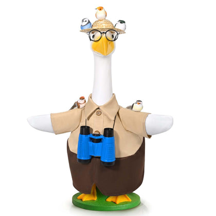 JcHrmers bird watching goose outfit with glasses enhances porch charm and whimsy