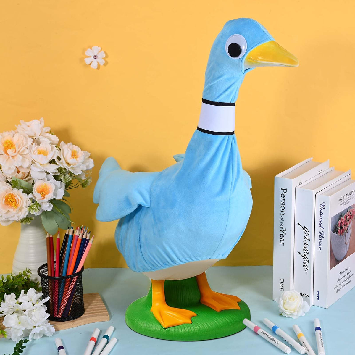 JcHrmers classroom-goose outfit brightens hallways and library corners.