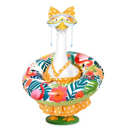 JcHrmers diving porch goose outfit adds bright summer flair to a 23-inch lawn statue
