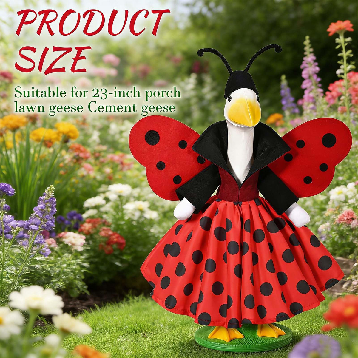 JcHrmers 23-inch goose statue outfit fits standard statues.