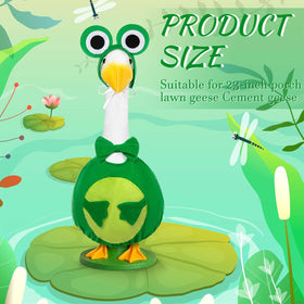 JcHrmers frog porch goose outfit fabric detail resists fading for outdoor durability.