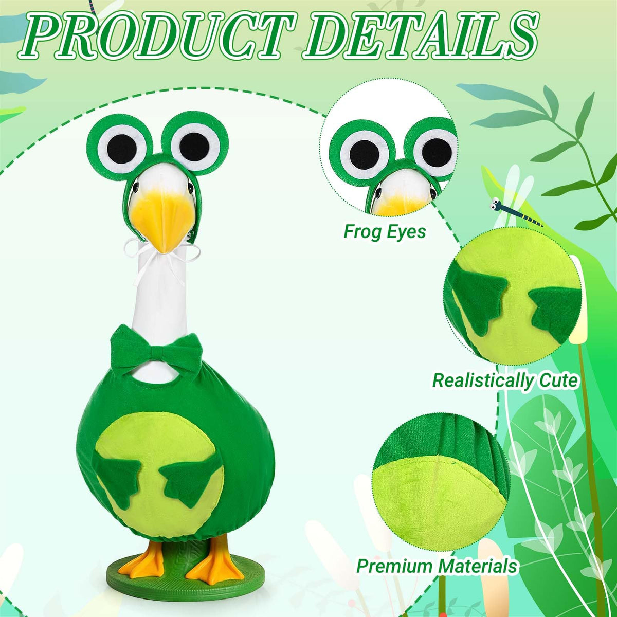 JcHrmers frog porch goose outfit headband fits 23-inch geese for quick styling.