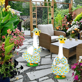 Bright lemon fabric showcases quality and adds lively color to yard decor
