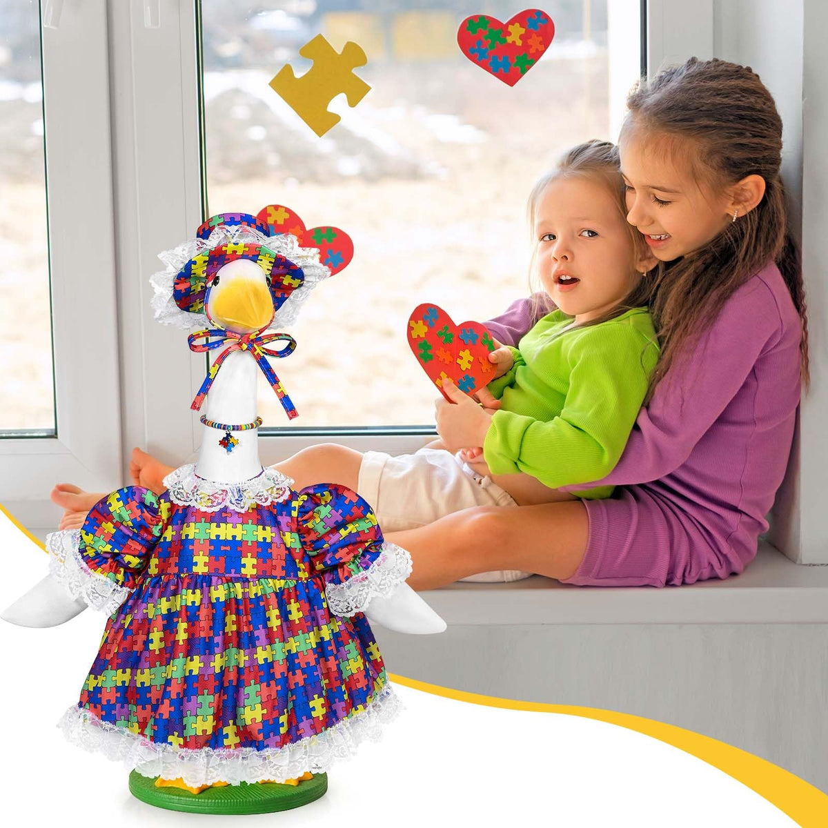 JcHrmers durable fabric withstands outdoor use for puzzle-piece goose outfit.