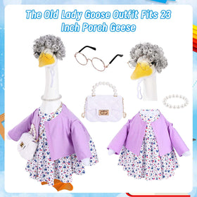 JcHrmers purple coat on goose adds playful warmth to outdoor decor