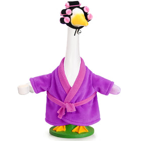 JcHrmers old lady goose outfit in purple for 23-inch porch geese, weather-resistant decor.