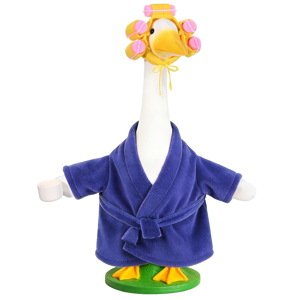 JcHrmers old lady porch goose outfit in dark purple enhances outdoor porch decor