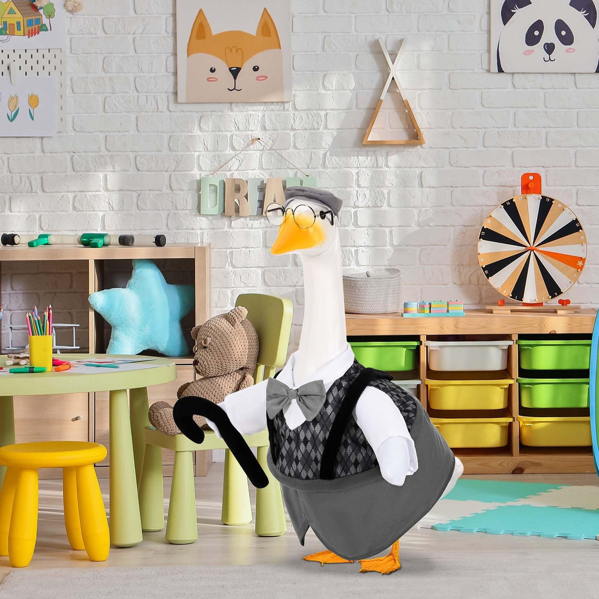 JcHrmers goose outfit is a whimsical gift for porch decor lovers