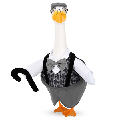 JcHrmers old man goose outfit with hat adds festive porch charm