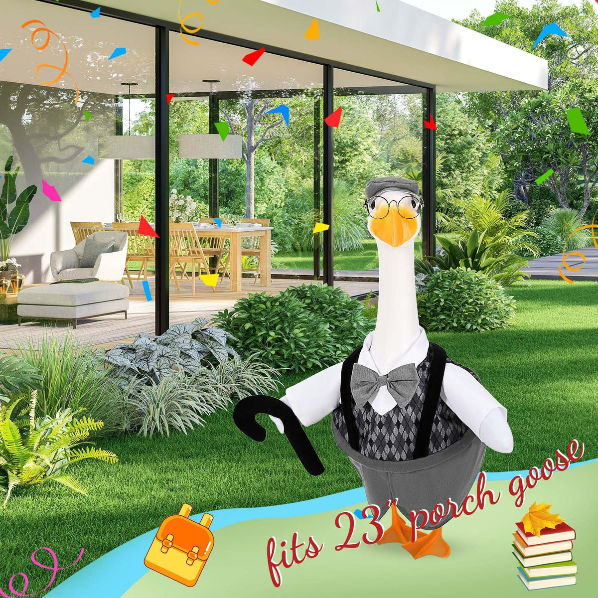 JcHrmers walking stick adds realism and whimsy to outdoor goose display