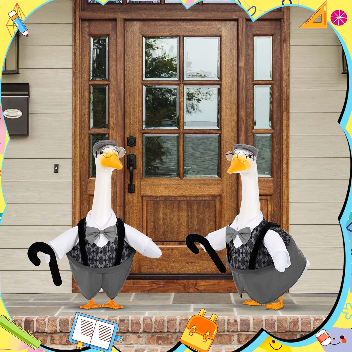 JcHrmers goose outfit elevates outdoor garden decor with seasonal whimsy