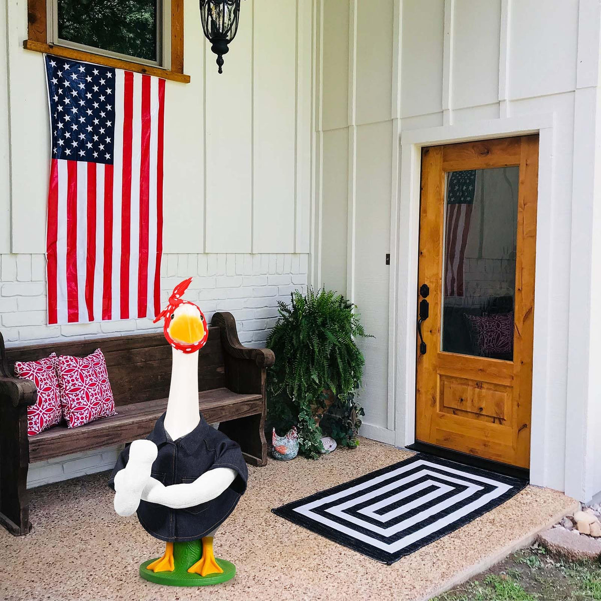 JcHrmers outdoor lawn decor shines in sun and light rain.